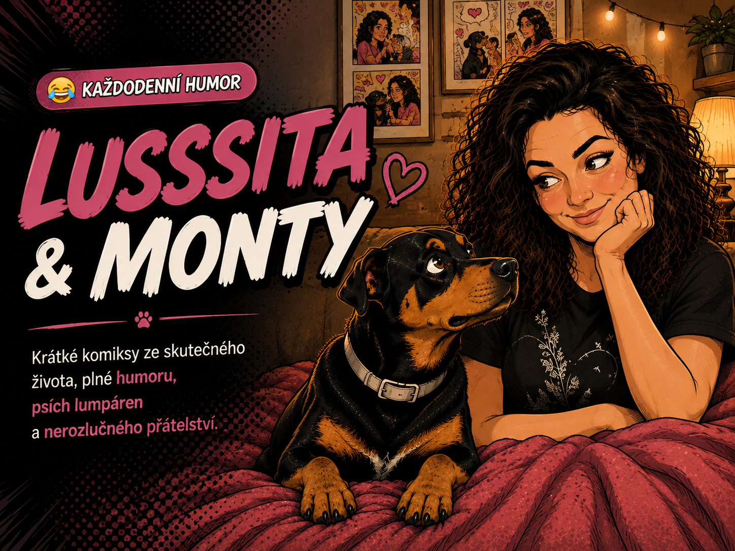 Komiksová obálka projektu Lusssita a Monty