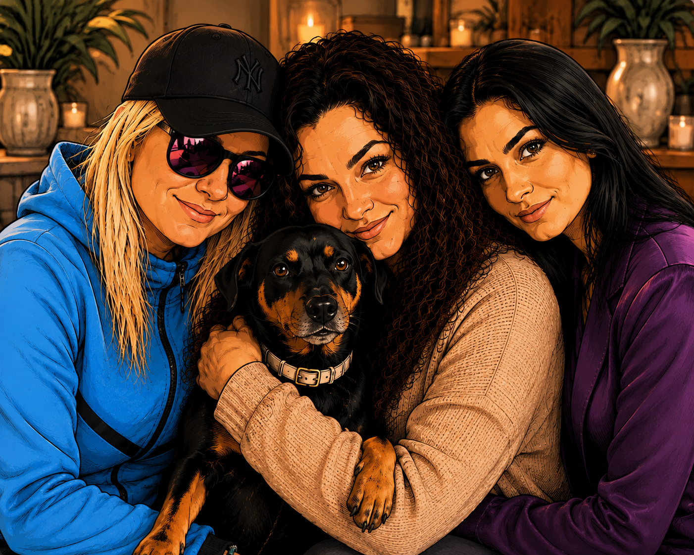Carmen, Lusssita, Eny a Monty v komiksovém stylu